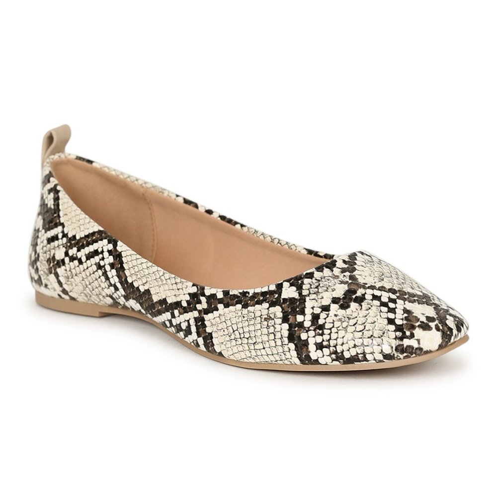 Square toe snakeskin pattern ballerina flats (Liquidation Sale) - Picture 4 of 5